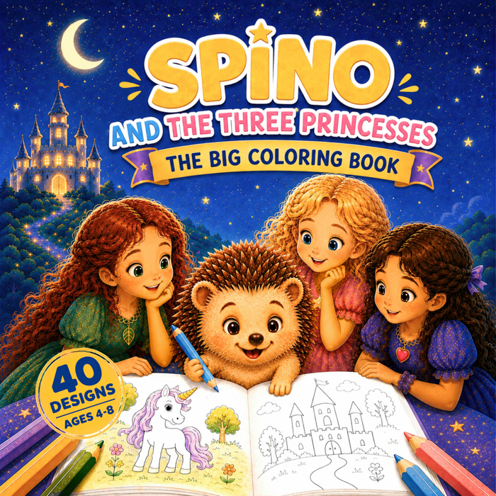 Cover of the book Spino and the Three Princesses, the big coloring book